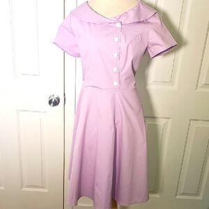 1950‎ Vintage Audrey Hepburn INSPIRED. Lavender Swing Dress. Size Large.